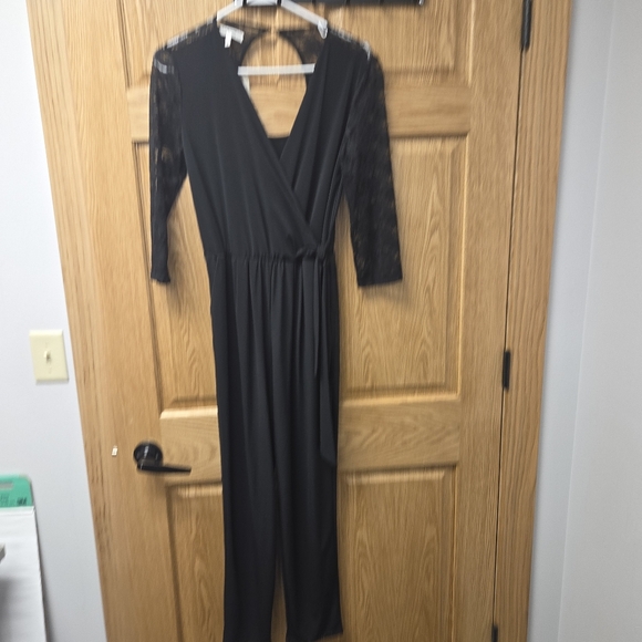 Maurices Small Black Jumpsuit with Lace Detail - Picture 2 of 4